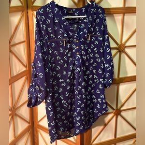 Rue 21 | Light weight blue anchor dress shirt M